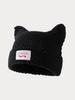 Gorro de lana de punto con orejas de gato, estilo japonés Yabi Y2K, diseño de nicho, con rayas de colores contrastantes, bonito y moderno gorro combinable.