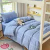 Juego de ropa de cama genuino de Clase A de cuatro piezas hecho de algodón puro, apto para madres y bebés, gasa de doble capa, estilo ins, apto para dormir desnudo, incluye sábana bajera y funda de edredón, juego de tres piezas para dormitorio