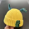Gorro de Punto de Bebé Dinosaurio Otoño e Invierno Grueso Cálido Gorro de Punto para Niños y Niñas Neutral Protección para los Oídos Gorro a Prueba de Viento Estilo Lindo
