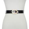 Nuevo Cinturón de Mujer Transfronterizo Cinturón Delgado de Cuero Vacuno Genuino Decorativo con Hebilla Ovalada Versátil de Moda para Mujer en Stock