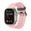 Nova Pulseira de Silicone para Apple Watch S5/6/7/8/9/10 com Furos e Fivela Dupla Cor Sólida Pulseira de Relógio Esportivo