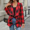 Estilo Commuter de Primavera para Mujer de Amazon Transfronterizo Camisa de Estilo Europeo y Americano Cuadros Manga Larga Camisa Irregular sin Botones Cárdigan para Mujer