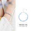 Nueva pulsera de mariposa de plata esterlina S925 china para mujer, pulsera de cuentas de aguamarina natural, joyería de alta gama de nicho, regalo