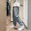 Jeans casual masculino jeans com cintura elástica para meninos estilo coreano solto moderno marca jeans estilo de rua com punhos