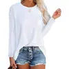 2021 Comércio Exterior Europeu e Americano Transfronteiriço Outono e Inverno Novo Amazon Solta Manga Longa Gola Redonda Cor Sólida Jaqueta Camiseta Feminina para Mulheres