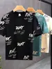 Camisa de Verano Original para Hombre de Manga Corta, Delgada, con Estampado de Letras, de Media Manga, Marca Trendy Juvenil, Ropa para Hombre de Media Manga
