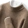 Nuevo suéter de cachemira para hombre de otoño e invierno, engrosado, cuello medio alto, jersey, holgado, casual, color liso, camiseta base de punto