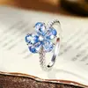 Silver Art Source S925 Prata Pura Flor de Cinco Pétalas Design de Nicho Feminino Anel Flor da Sorte Anel Feminino Personalizado Transfronteiriço
