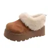 Pantuflas peludas de felpa cálidas y de suela gruesa para mujer, para usar en invierno al aire libre, nuevo estilo 2026, antideslizantes, para personas bajas, que aumentan la altura, pantuflas de algodón Birkenstock
