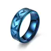 Anel Cruzado Xiyin Popular Estiloso Dominador de Aço Inoxidável Anel Joias Joias de Mão Estoque Pronto 8mm Pneu Azul
