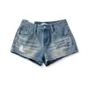 NZ267-26 Shorts de mezclilla de otoño estilo coreano, de cintura alta, que alargan las piernas, lavables a mano, con diseño de bolsillos desgastados