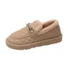 Sapatos Novos de Algodão Macio com Solado Macio de Veludo Populares para Mães Sapatos Planos Femininos de Inverno Quentes Antiderrapantes Sapatos de Feijão Preguiçoso