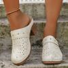 Verano Transfronterizo Comercio Exterior Nuevo 2025 Sandalias de Cuña Baotou para Mujer Moda Europea y Americana Talla Grande Sandalias de Tacón Alto Moda Femenina