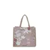 Bolsa de Mão com Bordado de Lantejoulas Moda Verão 2026 para Mulheres, Grande Capacidade, Estilosa, Simples, Design de Nicho Bolsa Tote