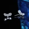 Pendientes de Plata de Ley S925 con Moissanita Color D Sonrisa Tres Diamantes Moda Nicho Sencillo Versátil Elegante Joyería para Orejas para Mujer