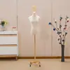 Maniquí de Media Figura Femenina para Escaparate de Tienda de Ropa, Base Galvanizada, Maniquí de Alambre Dorado para Exhibición, Muñeco