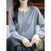 Chaqueta cárdigan de punto fina de manga larga para mujer para principios de otoño, nuevo estilo otoño e invierno 2026, corte holgado, lana fina, versátil