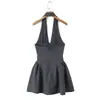 Comercio Exterior 2026 Primavera Nuevo Estilo Europeo y Americano Moda Femenina Sexy Ajustado Ceñido a la Cintura Vestido de Cuello Halter