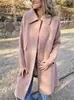 Abrigo de Lana con Solapa Estilo Europeo y Americano 2026 de Amazon para Mujer, Abrigo de Lana de Doble Cara Holgado de Longitud Media para Otoño e Invierno