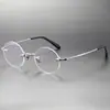 Óculos Aro Fino Retrô Britânicos, Armação Redonda de Titânio Puro, Adequado para Lentes de Grau, Estilo Masculino, Visual Intelectual Bad Boy