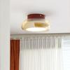 Lámpara de Techo para Pasillo Estilo Platillo Volador Nórdico Color Crema Lámpara de Techo para Balcón Lámpara de Entrada de Cristal Estilo Antiguo para Vestidor