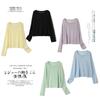 Camisa Fina de Verano Microtransparente con Protección Solar para Mujer, Suéter Holgado de Manga Larga de Talla Grande, Camisa para Aire Acondicionado con Tirantes y Blusa Exterior de Punto