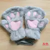 Luvas de Garra de Gato Pelúcia Meio Dedo Patas de Urso Luvas Sem Dedos Fofas Femininas Veludo Grosso Luvas de Gola Cartoon Luvas Quentes