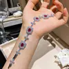 Jardim de Monet~Pintura a Óleo Colorida Flor de Zircônia Cúbica Pulseira Leve Luxo Pulseira de Alta Qualidade Acessório de Mão para Noite e Casamento