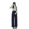 Calça de maternidade 2026 outono e inverno novo estilo, comprimento estendido, retrô, solta, perna reta, casual, calça de maternidade de perna larga da moda