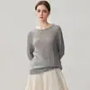 Suéter de cachemira para mujer con diseño de corte, ribete de lentejuelas, cuello redondo, perfecto como capa base para otoño e invierno, nuevo estilo de moda, versátil, color liso y top elegante