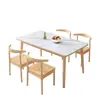 Mesa de comedor de pizarra para casas pequeñas, estilo nórdico, hecha de madera de caucho, juego de mesa y sillas de comedor de madera maciza pura, mesa de comedor rectangular
