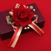 Suprimentos de casamento corpete de casamento criativo noiva e noivo rosa corpete artificial flor falsa pano de seda corpete de casamento