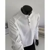 Moletom Henley de manga comprida estilo americano para outono, camada base, camisa polo pesada, camiseta de manga comprida para homens