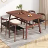 Mesa de comedor simple y moderna para apartamentos pequeños, adecuada para uso doméstico, restaurantes de comida rápida y espacios comerciales; mesa rectangular para propiedades de alquiler