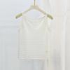 2025 Estambre Seda de Morera y Lana Tejido Top Sling Pequeño para Mujer Ropa Exterior Tejida Sin Mangas Chaleco de Rayas Horizontales Delgado