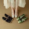 Fornecimento de Amoy ~ novos sapatos Mary Jane de salto grosso chineses verão 2024 exterior couro integral fivela sapatos Guofeng cabelo confidencial