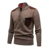 Suéter com zíper parcial e gola alta, novo estilo outono/inverno masculino, suéter moderno, malha casual e versátil para vendas transfronteiriças