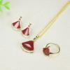Tiktok Celebridad de Internet mismo estilo falda de arena púrpura dorada collar colgante de lujo ligero anillo de cinabrio aretes juego de tres piezas joyería