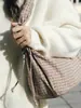 Bolso Luna de Cuadros Plegados Retro Japonés Bolso de Lona de Moda Ins Bolso Cruzado de Empanada Bolso de Hombro de Nicho Bajo el Brazo