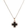 Colar Estilo Ins Douyin Mesmo Estilo Diamante Preto e Branco Trevo de Quatro Folhas Aço Titânio Corrente Clavícula Colar Joias para Mulheres Atacado