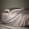 Conjunto de quatro peças de algodão egípcio de fibra longa de alta qualidade com 100 contagens, 100% algodão puro, lençol de cama de luxo leve, capa de edredom, roupa de cama