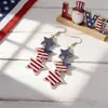 Brincos Americanos Inspirados em Design Transfronteiriço para o Dia da Independência para Mulheres, Brincos Acrílicos em Formato de Coração com Bandeira Estrelada e Listrada para o 250º Aniversário, Tendência