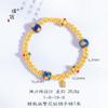 Mini Yang con pulsera de oro antiguo accesorios DIY alta temperatura quemado azul seis pétalos cuentas de flores cuentas sueltas cuentas de transferencia femenino