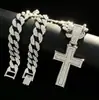 Europeo y Americano Más Vendido Aleación Incrustada de Diamantes Cruz Cadena Cubana Personalizada para Hombre Tendencia Hip-Hop Colgante Collar Joyería al por Mayor