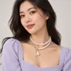 Collar de perlas de imitación barrocas simples con temperamento transfronterizo de Europa y Estados Unidos, personalidad dulce y fresca, collar de cadena de clavícula que combina con todo.
