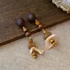 Pendientes de Corazón de Madera Color Café Transfronterizos Europeos y Americanos, Pendientes Estilo Retro Maillard, Pendientes de Diseño de Nicho para Mujer