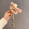 Año Nuevo Coreano Amor Rojo Elegante Borla Felpa Pinza de Agarre Chica Linda Accesorios para el Cabello de la Parte Posterior de la Cabeza Otoño e Invierno Pinza para el Cabello