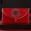 Venta al por mayor Tela Flocada Estilo Chino Sobres Rojos Grandes Liquidación de Fábrica Bolsas de Dinero para Bodas con Palabras Felices Promoción