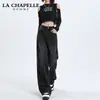 Calça Jeans Wide Leg de Cintura Alta Preta e Cinza para Mulheres Verão 2025 Tendência Versátil Nova Solta Modeladora Caimento Reto