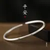 Pulsera Shendu Pulsera de Plata de Ley S999 para Mujer Sello Fino Carácter Estilo Nacional Pulsera Abierta Maciza Spatholobi Tendencia
